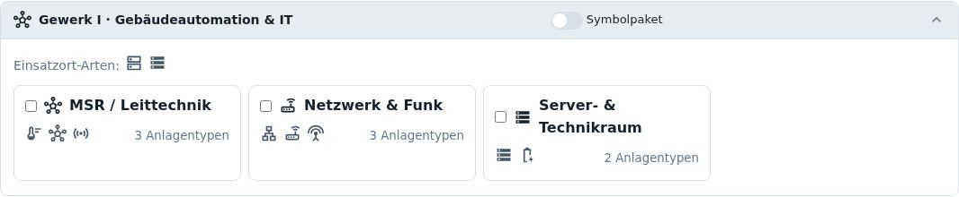 Gewerk I · Gebäudeautomation & IT Symbolpaket