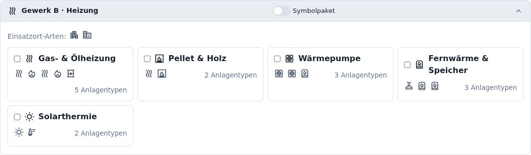 Gewerk B · Heizung Symbolpaket