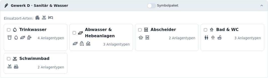 Gewerk D · Sanitär & Wasser Symbolpaket
