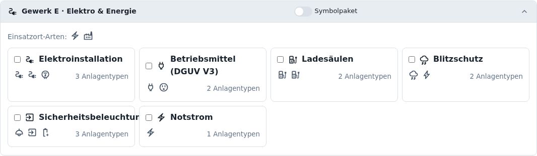 Gewerk E · Elektro & Energie Symbolpaket
