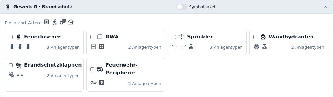 Gewerk G · Brandschutz Symbolpaket