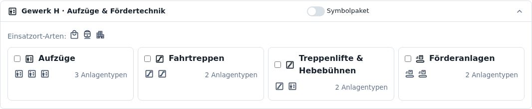 Gewerk H · Aufzüge & Fördertechnik Symbolpaket