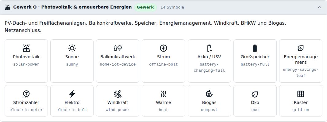 Gewerk O · Photovoltaik & erneuerbare Energien